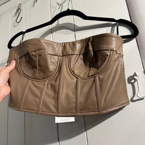 NWT Forever 21 Tan Faux Leather Corset Top